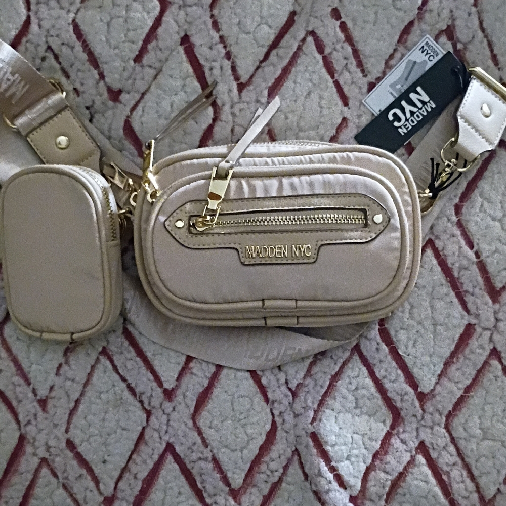 Madden Cream Crossbody Bag with Gold Accents